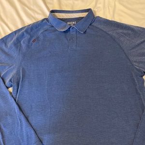 Rhone Long Sleeve Athletic Polo Blue size Large